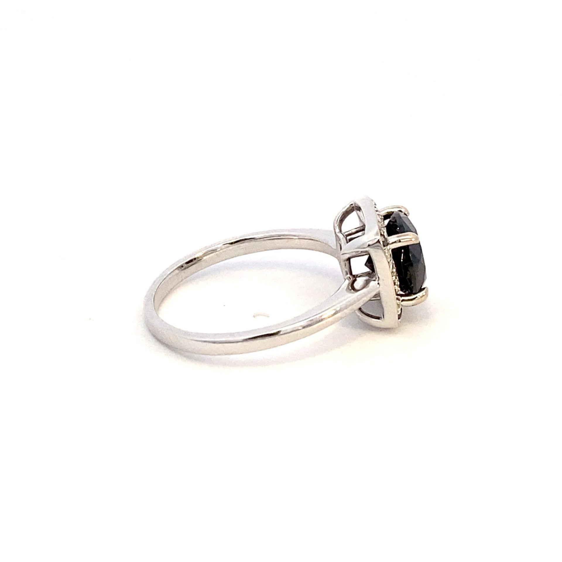 'Bespoke' Black Diamond Halo Engagement Ring | SZ 7.25 |