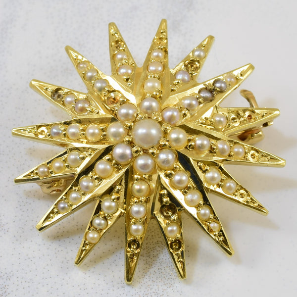 'Birks' Seed Pearl Star Brooch/Pendant | 2.00ctw |