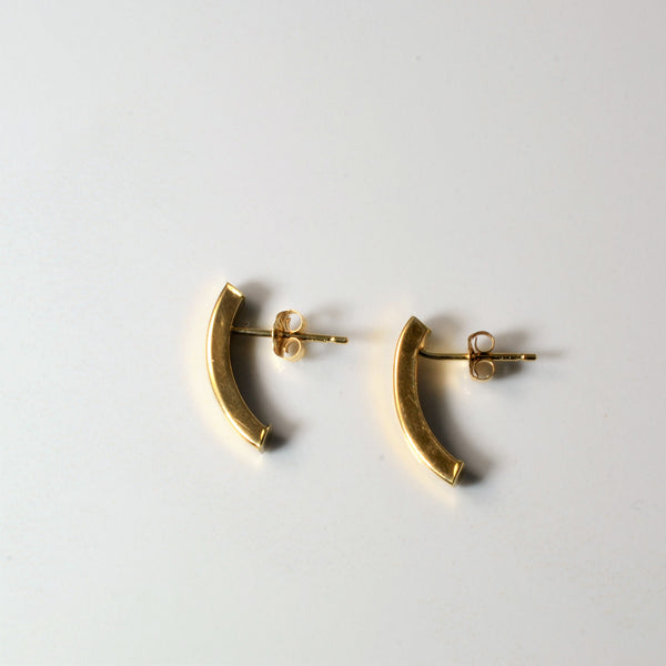 Curved Gold Bar Stud Earrings |