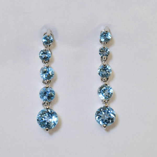 Blue Topaz Drop Stud Earrings | 1.00ctw |