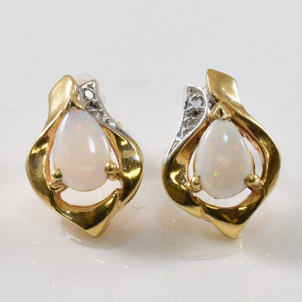 Opal & Diamond Stud Earrings | 0.44ctw, 0.02ctw |