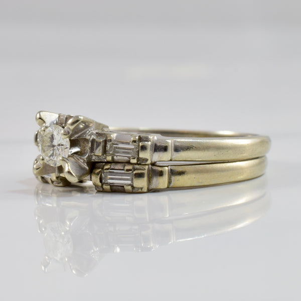 Art Deco Engagement Ring  & Wedding Band Set | 0.36 ctw SZ 8.5 |