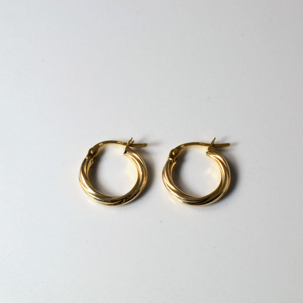 Twisted Yellow Gold Hoops |