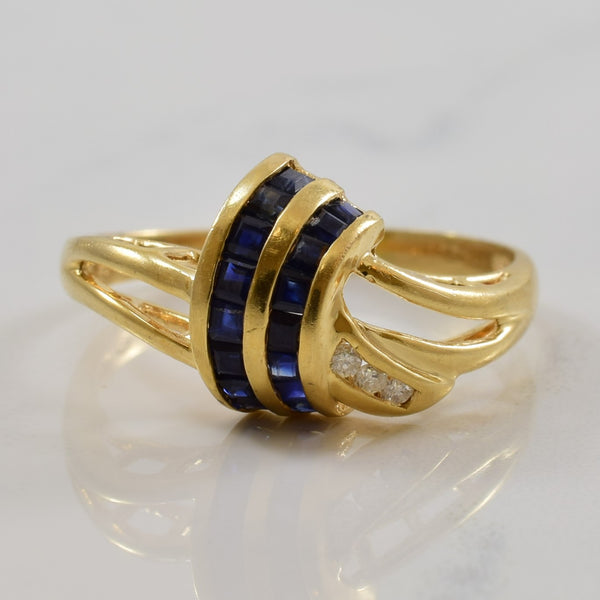 Blue Sapphire & Diamond Bypass Ring | 0.56ctw, 0.03ctw | SZ 8.5 |