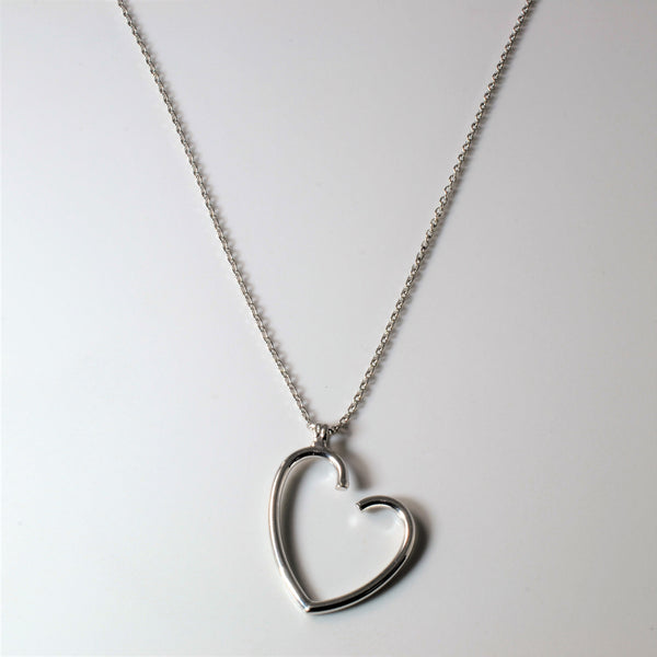 White Gold Open Heart Necklace | 16