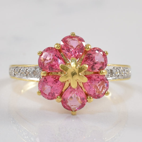 Sapphire & Diamond Flower Ring | 2.00ctw, 0.03ctw | SZ 7 |