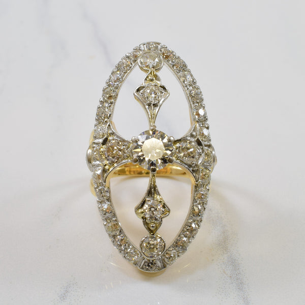 Art Deco Brooch Converted Cocktail Ring | 3.15ctw | SZ 6.5 |
