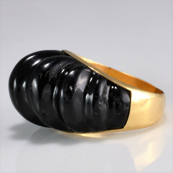 Unique High Set Designer Black Onyx Dome Ring | SZ 5 |