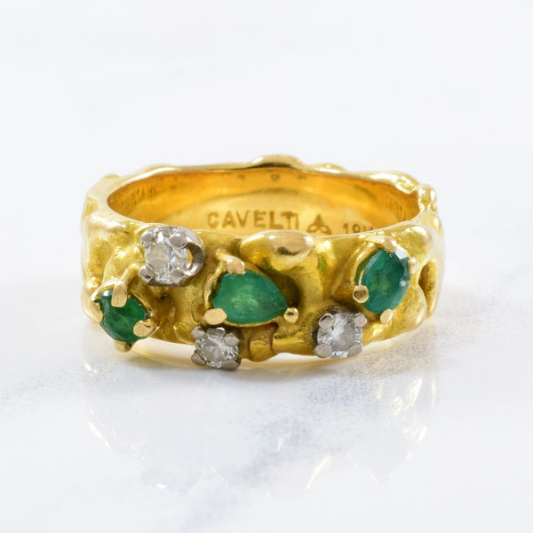 'Cavelti' Emerald & Diamond Band | 0.15ctw, 0.25ctw | SZ 5.25 |