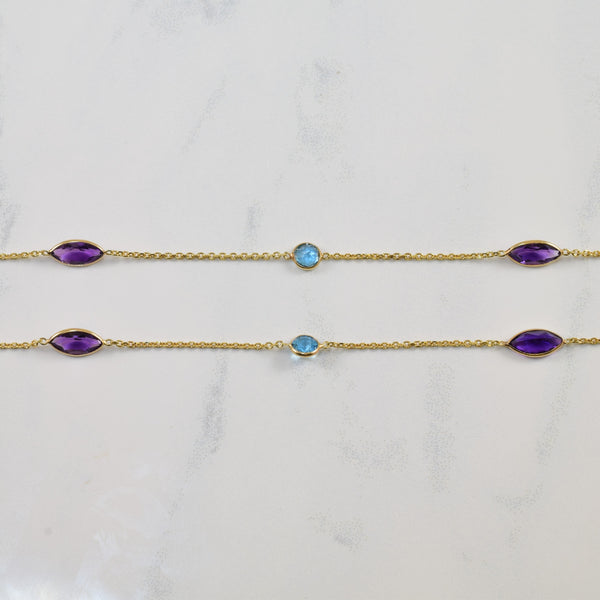Marquise Amethyst & Blue Topaz Necklace | 2.55ctw | 17.5