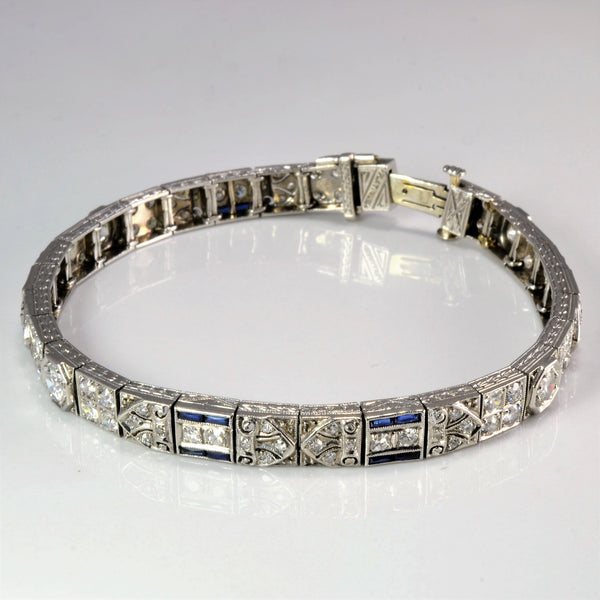 Art Deco Diamond & Sapphire Line Bracelet | 2.36 ctw |