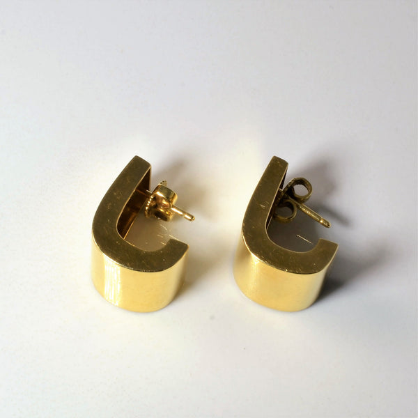 'Cavelti' Yellow Gold Half Hoop Earrings |