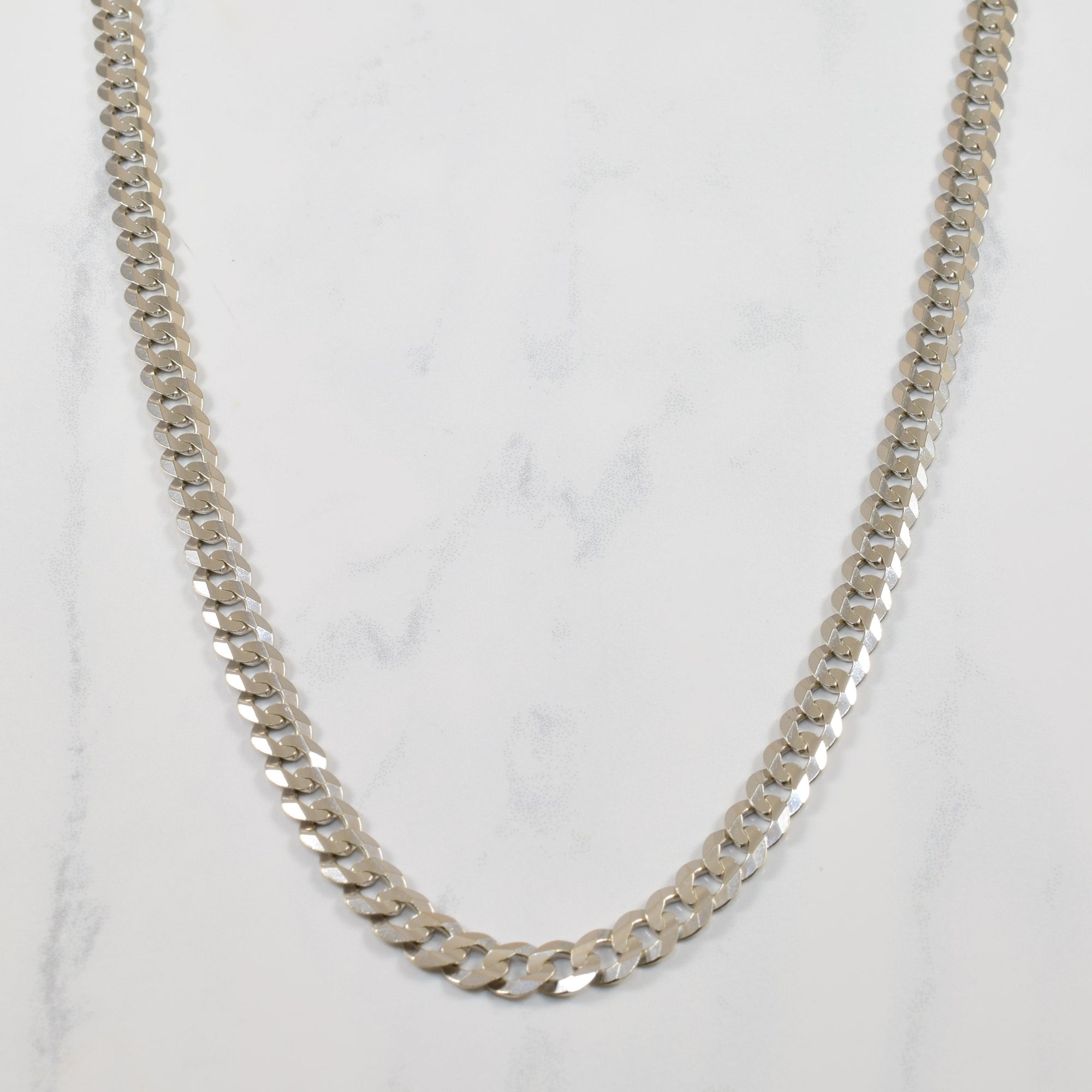 10k White Gold Curb Chain | 26