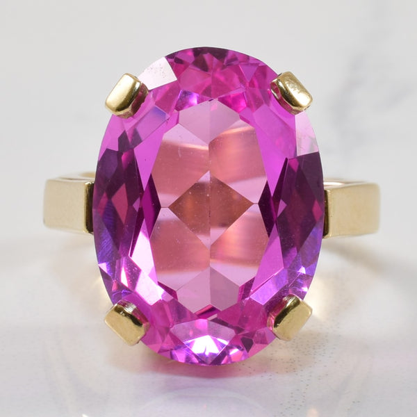 Solitaire Synthetic Pink Sapphire Ring | 15.0ct | SZ 5 |