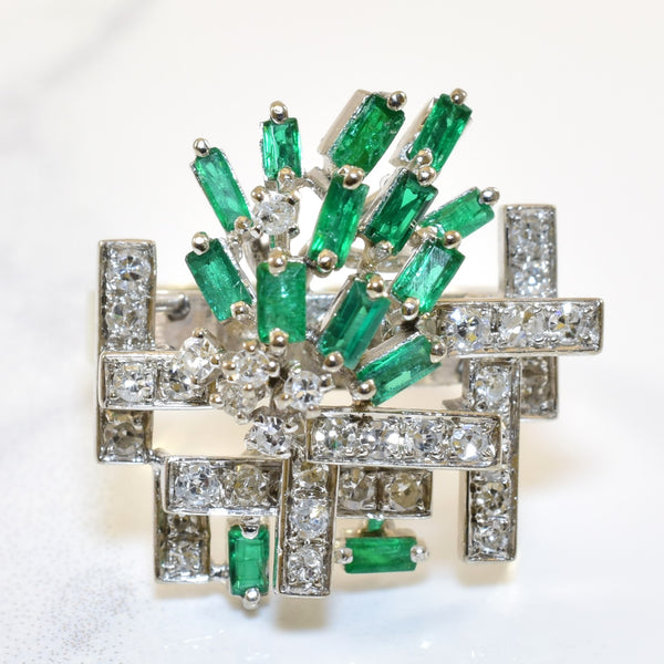 Abstract Emerald & Diamond Cocktail Ring | 0.60ctw, 0.60ctw | SZ 8.25 |