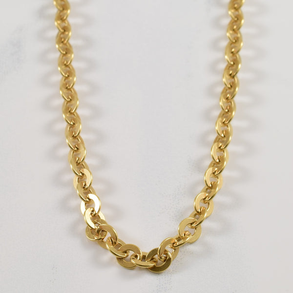 18k Yellow Gold Flat Link Cable Chain | 24