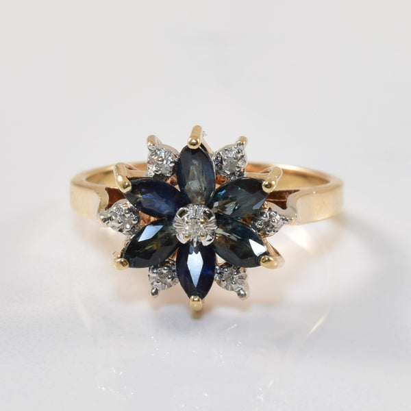 Floral Sapphire & Diamond Ring | 0.60ctw, 0.03ctw | SZ 6.5 |