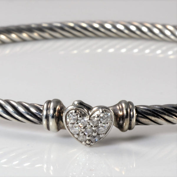 'David Yurman' Cable Collectibles Heart Bracelet | 0.09ctw | 6.5