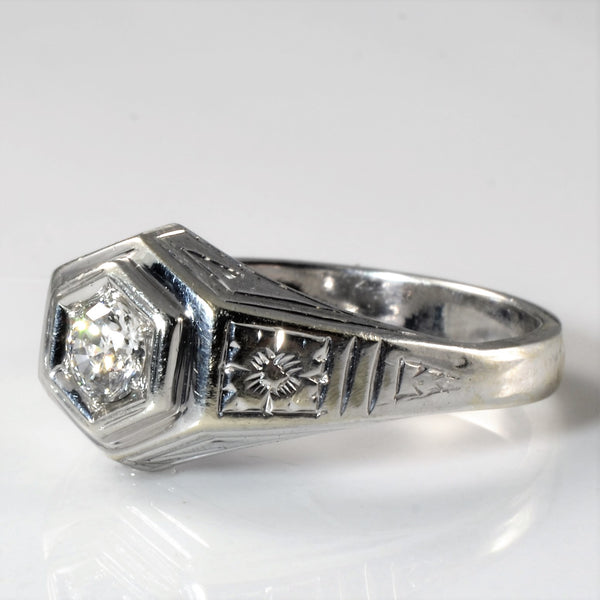 1920s Orange Blossom Detailed Engagement Ring | 0.28ct | SZ 9 |