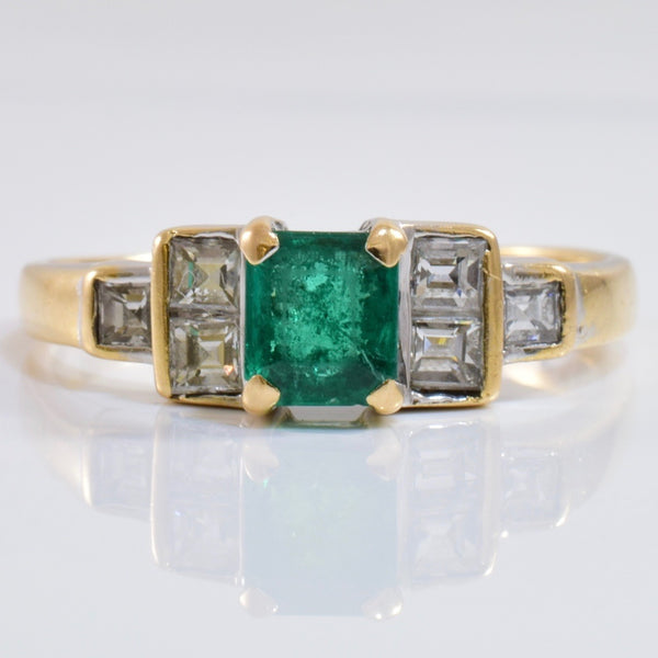Emerald and Diamond Ring | 0.27 ctw SZ 5.5 |