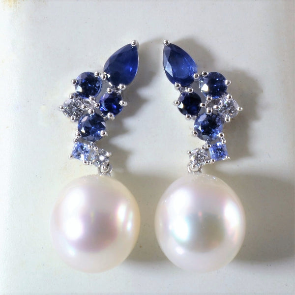 'Autore' Sapphire & Diamond South Sea Pearl Earrings | 0.23ctw, 2.42ctw |