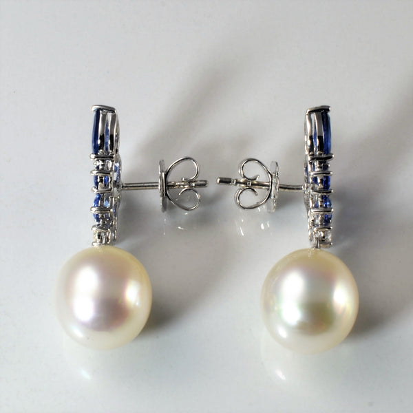 'Autore' Sapphire & Diamond South Sea Pearl Earrings | 0.23ctw, 2.42ctw |
