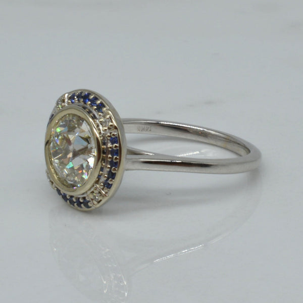 'Bespoke' Sapphire & Diamond Halo Engagement Ring | 2.02ct, 0.25ctw | SZ 7 |