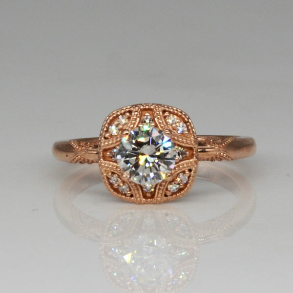 'Bespoke' Art Deco Inspired Rose Gold Engagement Ring | 0.83ctw | SZ 7.25 |