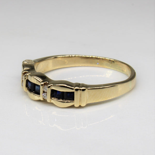 Square Cut Sapphire & Diamond Ring | 0.30ctw, 0.02ctw | SZ 7.5 |