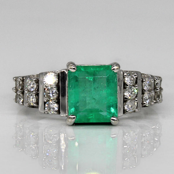 Colombian Emerald & Diamond Ring | 1.40ct, 0.56ctw | SZ 8 |