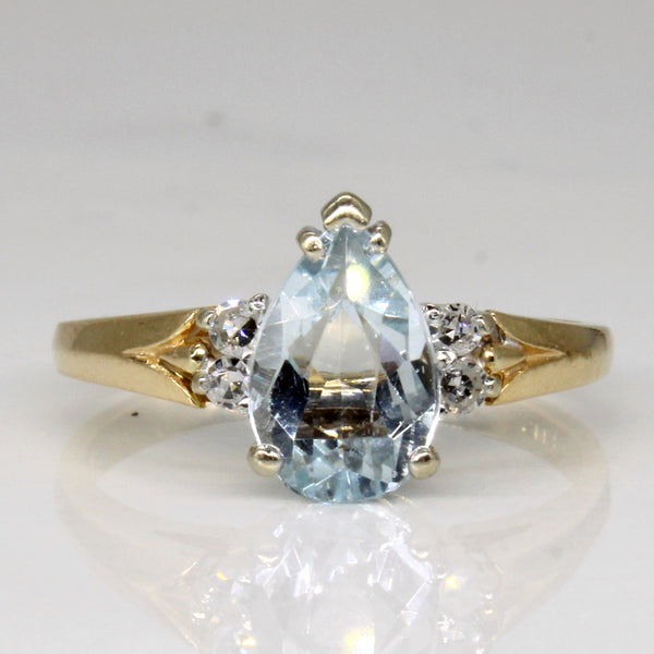 Aquamarine & Diamond Cocktail Ring | 0.95ct, 0.06ctw | SZ 6 |