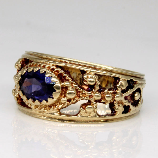Synthetic Sapphire Ornate Ring | 0.65ct | SZ 5.5 |