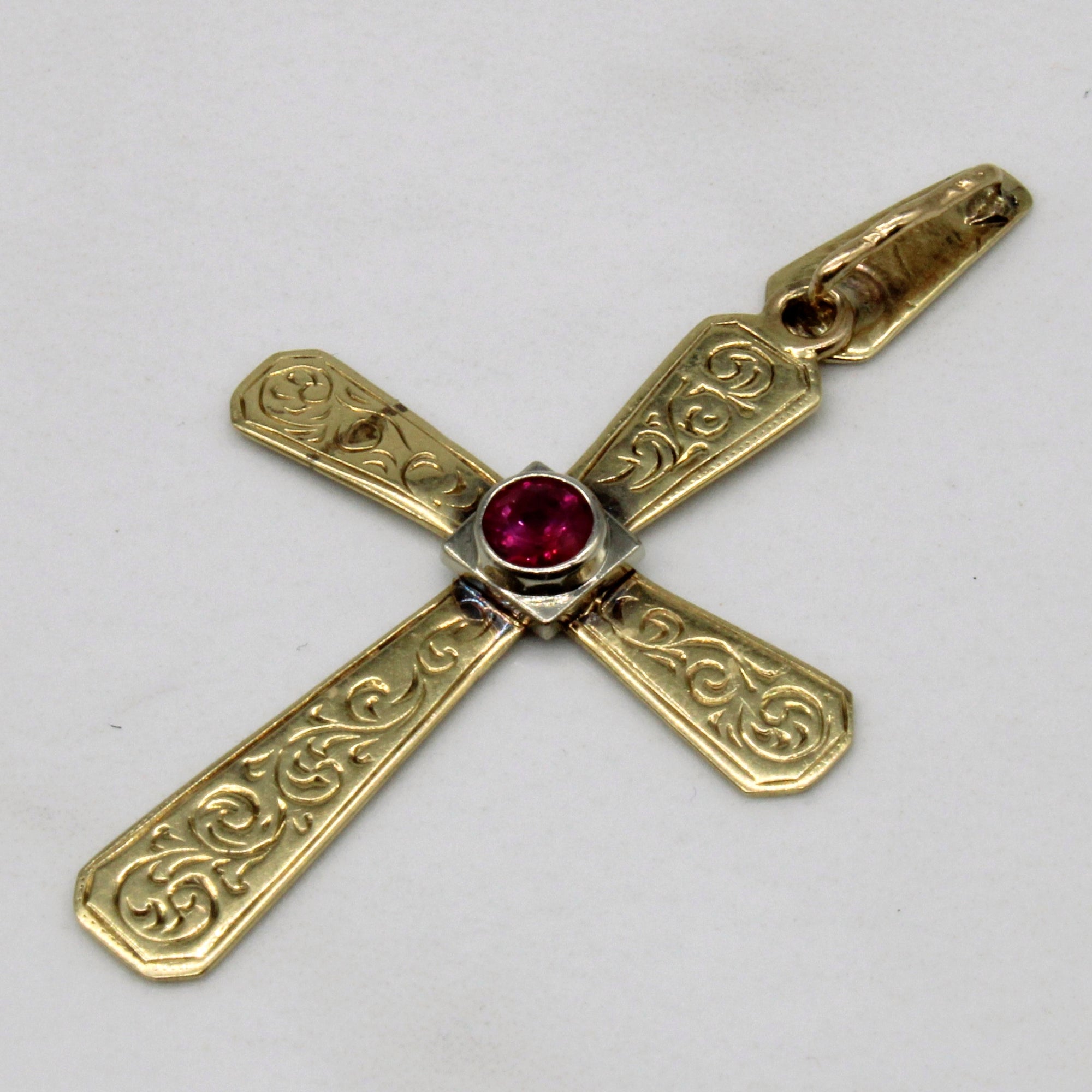 Ornate Ruby Cross Pendant | 0.38ct |