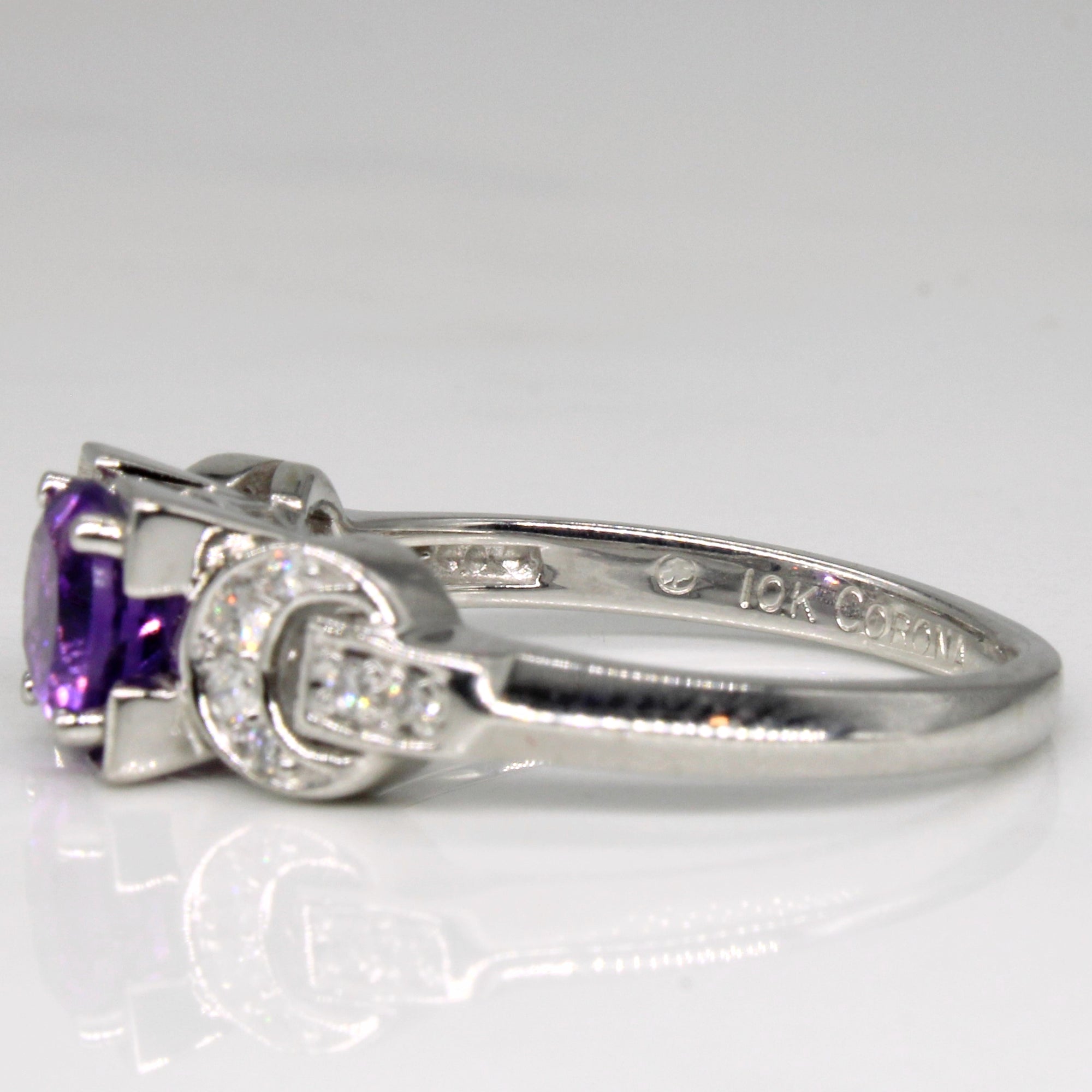 Amethyst & Diamond Engagement Ring | 0.77ct, 0.08ctw | SZ 6.5 |
