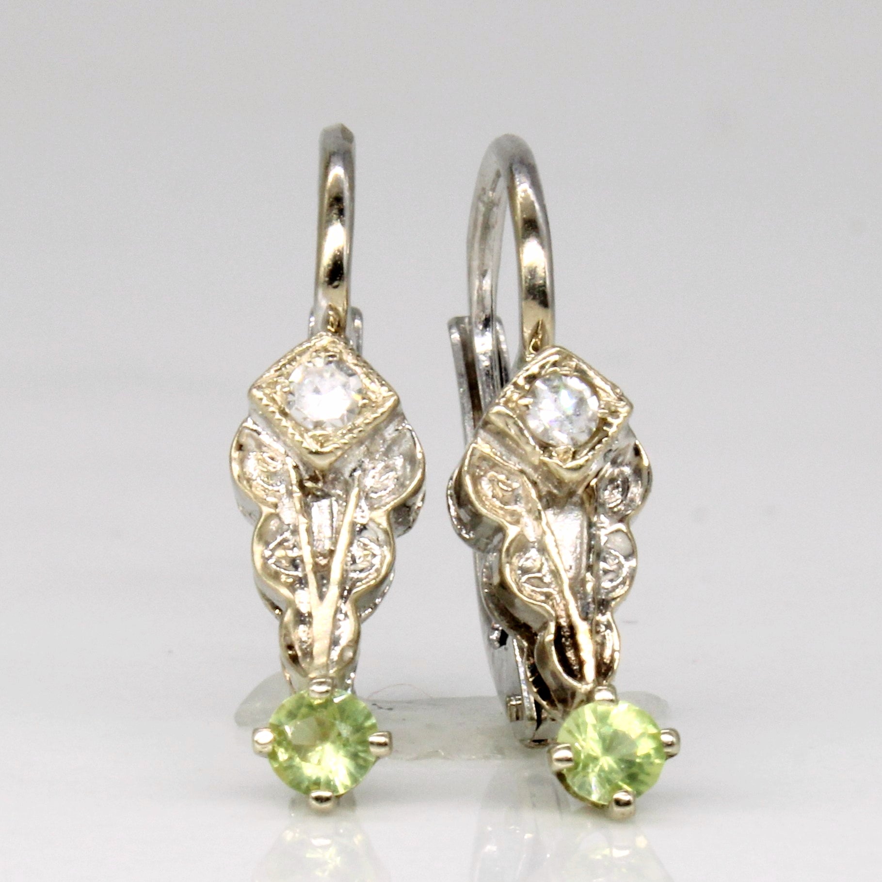 Peridot & Diamond Drop Earrings | 0.10ctw, 0.04ctw |