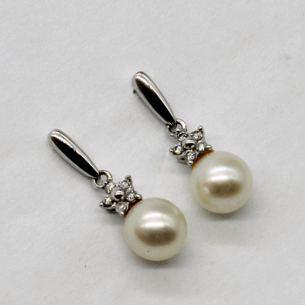Pearl & Diamond Drop Earrings | 0.05ctw |