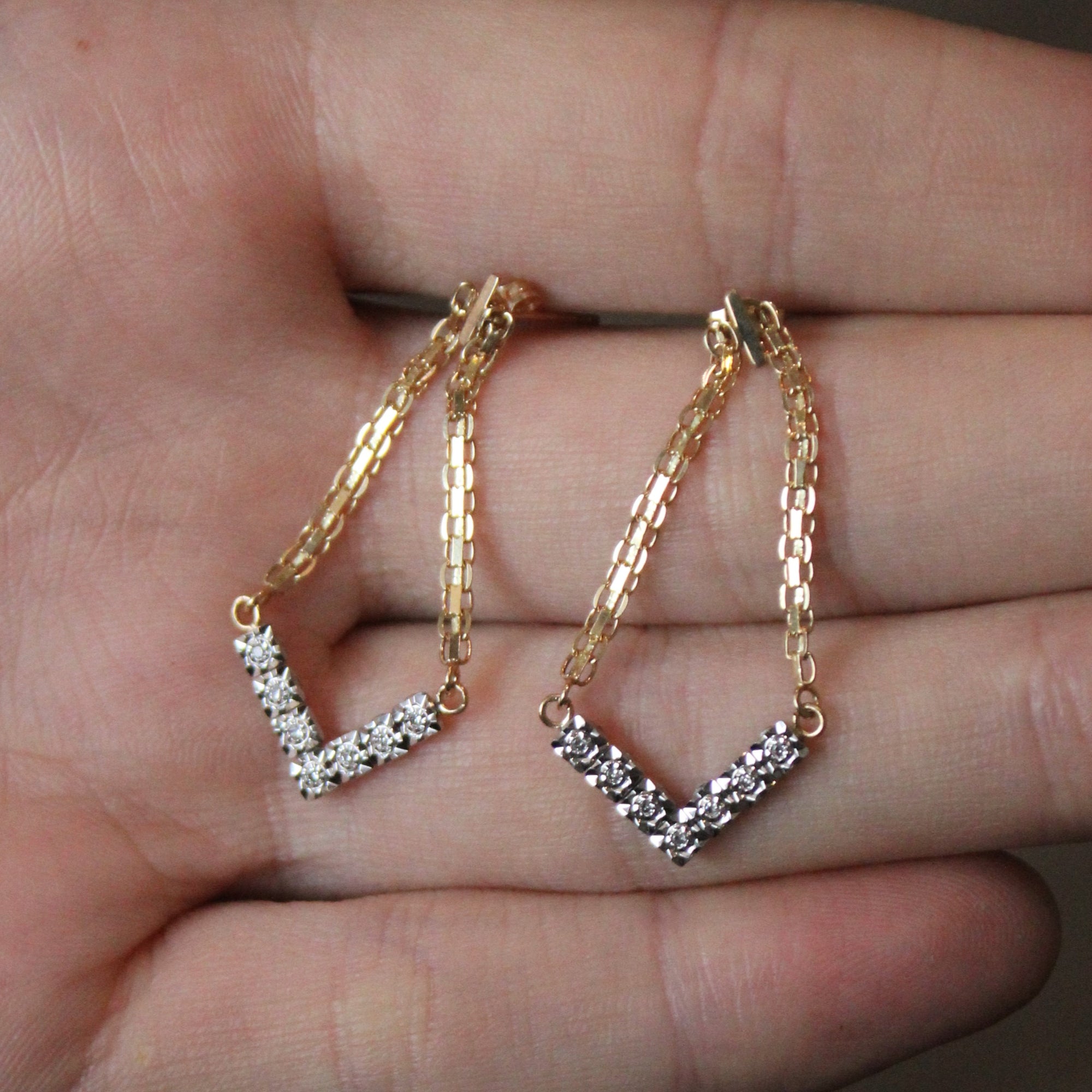 Diamond Chain Drop Earrings | 0.07ctw |