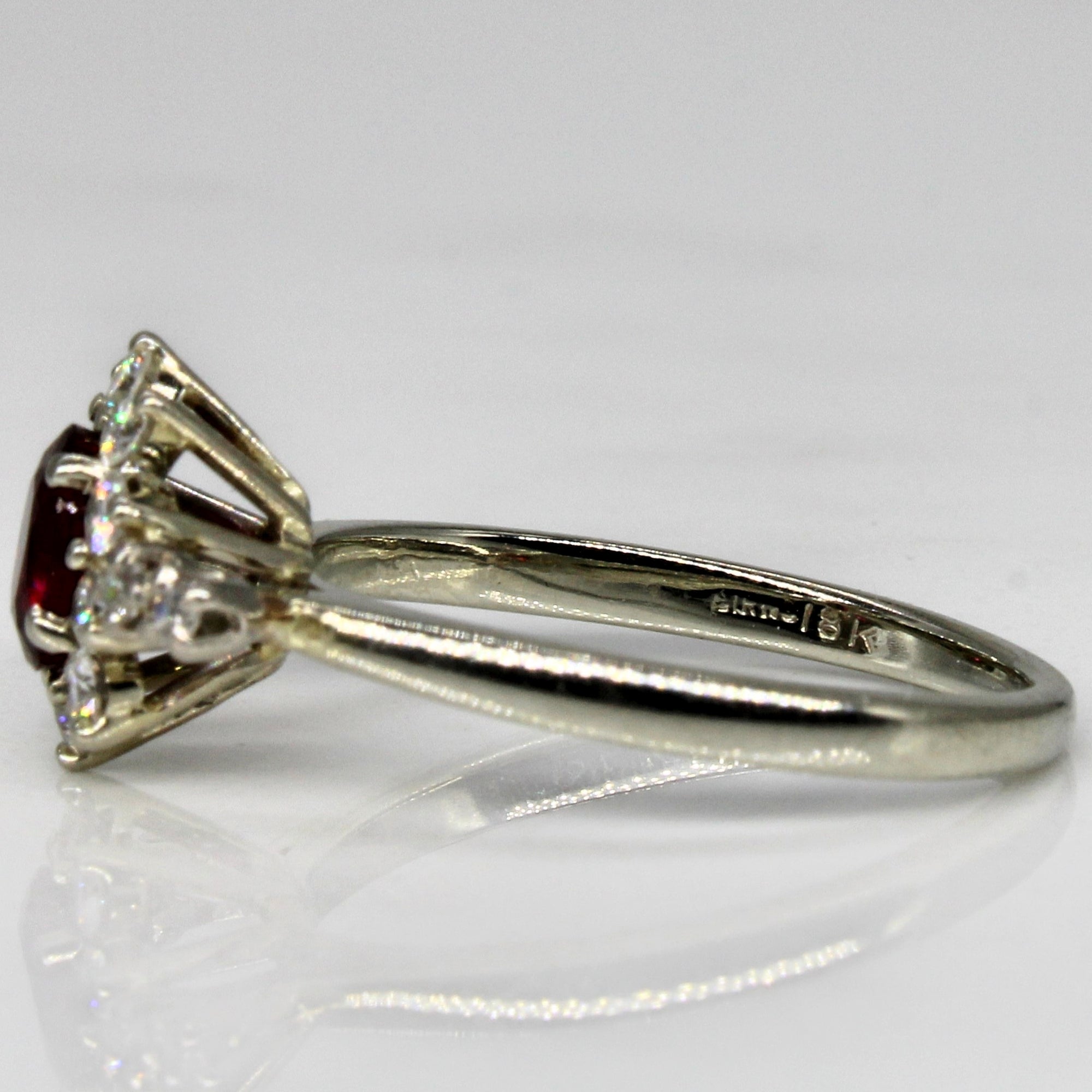 'Birks' Ruby & Diamond Halo Ring | 0.50ct, 0.30ctw | SZ 5 |