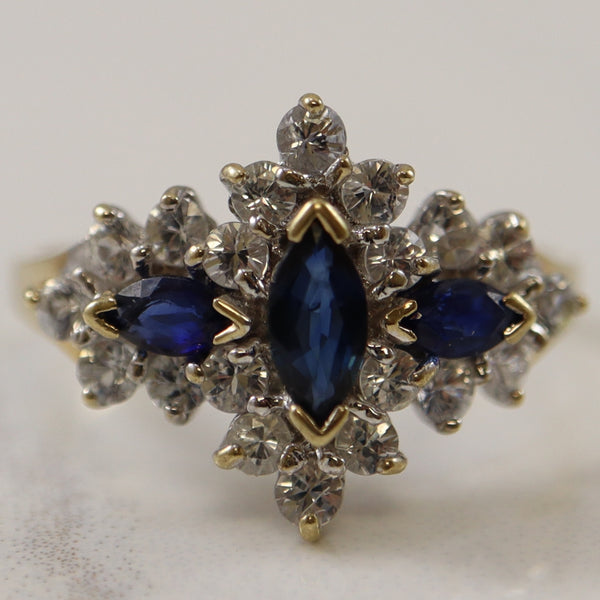 Marquise Sapphire Three Stone Engagement Ring | 1.20ctw | SZ 7.5 |
