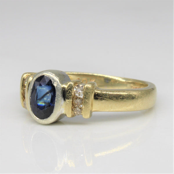 Bezel Set Sapphire & Diamond Ring | 0.55ct, 0.09ctw | SZ 5 |