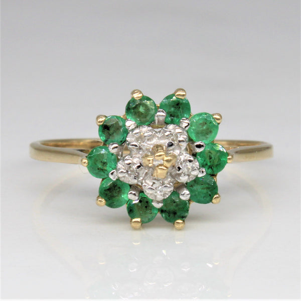 Emerald & Diamond Cluster Ring | 0.30ctw, 0.06ctw | SZ 7 |