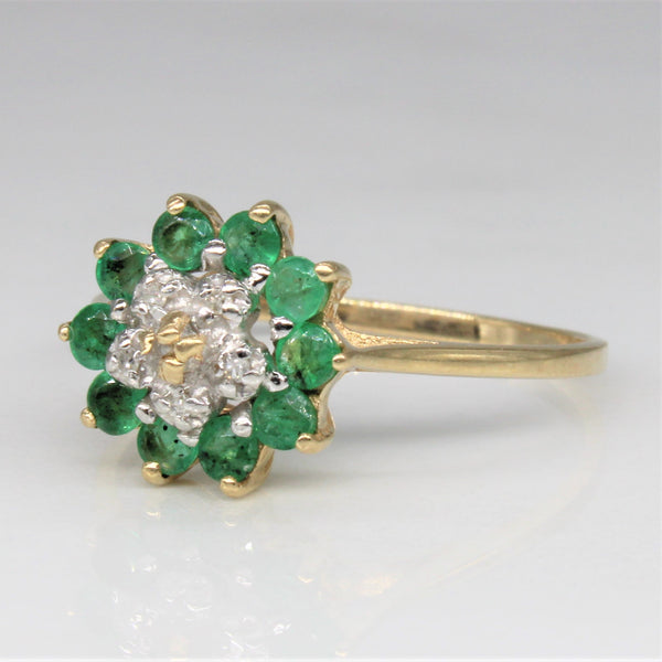 Emerald & Diamond Cluster Ring | 0.30ctw, 0.06ctw | SZ 7 |