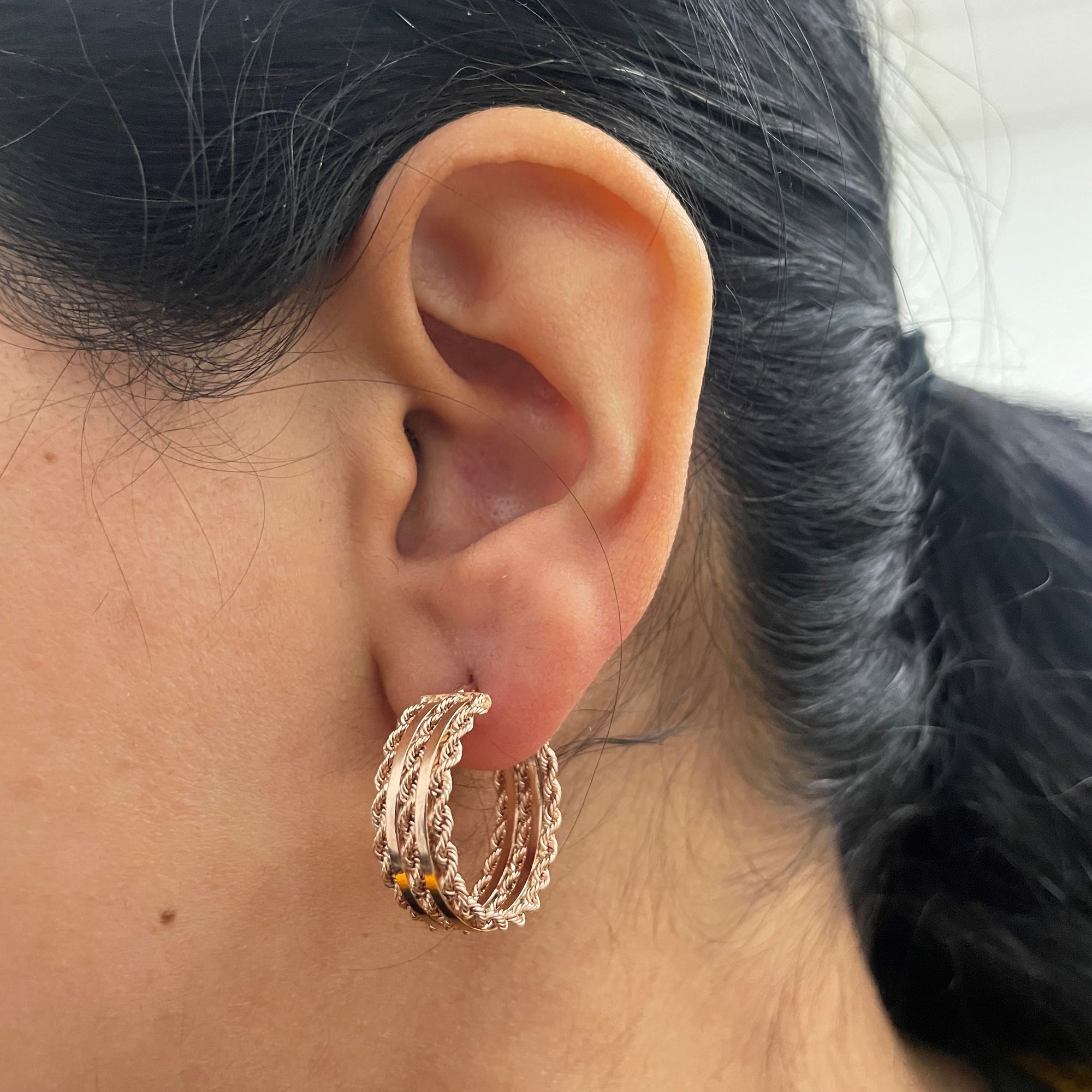 Filigree Rose Gold Hoop Earrings |