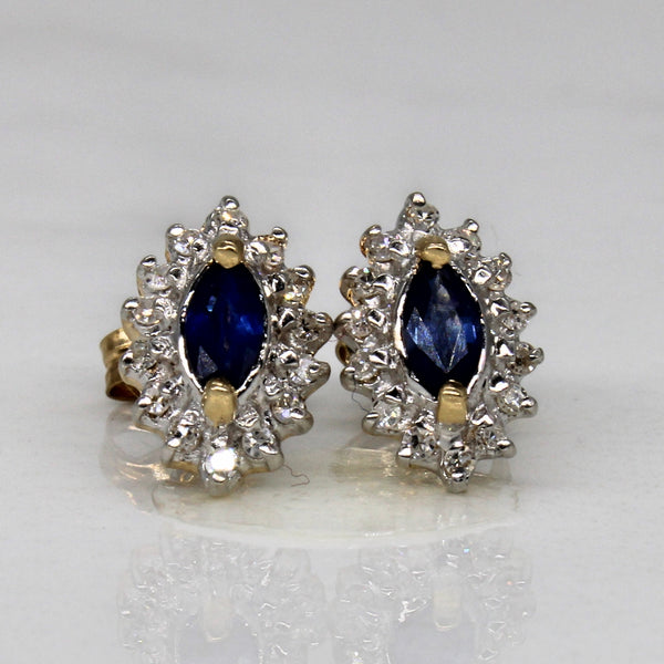 Marquise Sapphire Halo Earrings  | 0.26ctw, 0.10ctw |