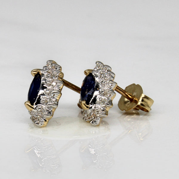 Marquise Sapphire Halo Earrings  | 0.26ctw, 0.10ctw |