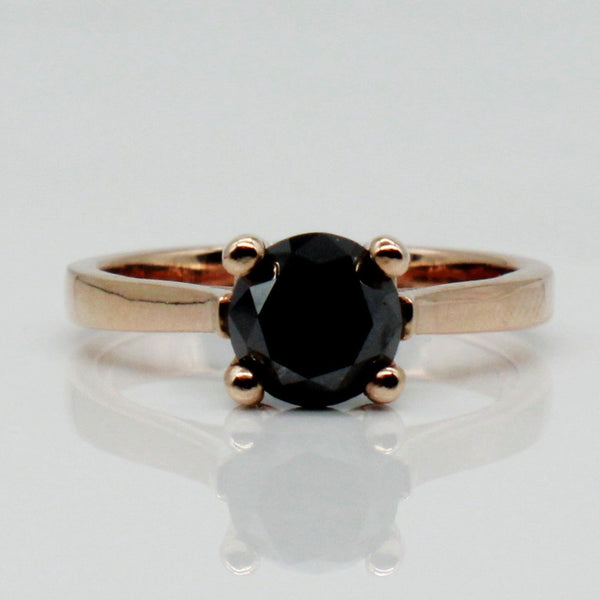 'Bespoke' Black Diamond Solitaire Ring | 1.75ct | SZ 7 |
