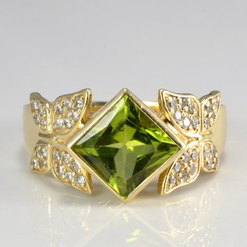 peridot diamond-shaped ring