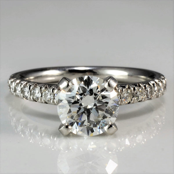 Flush Set Pave Diamond Engagement Ring | VVS1, E | 1.50ctw | SZ 4.75 |