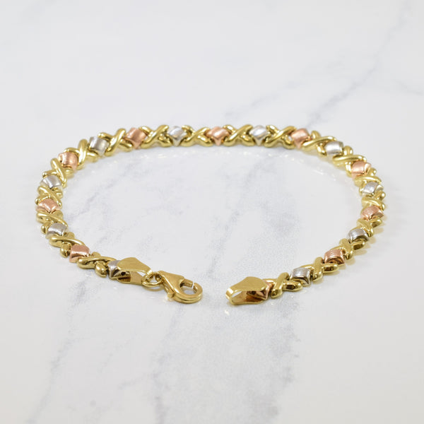 10k Tri Tone Gold Bracelet | 7.5