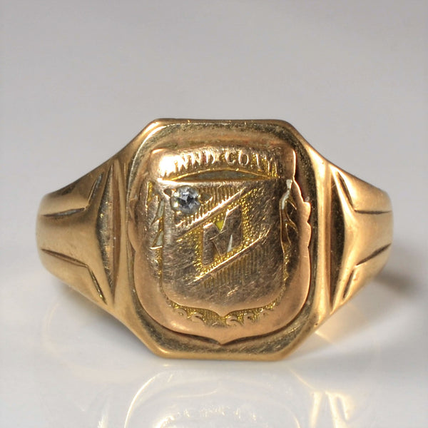'Birks' Initial 'M' Diamond Signet Ring | 0.03ct | SZ 10.25 |